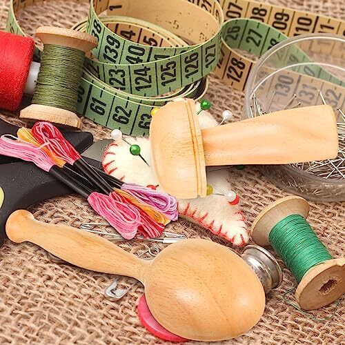 Sock Darning Kit Wood Darning Mushroom Darning Needle Thread for Adul