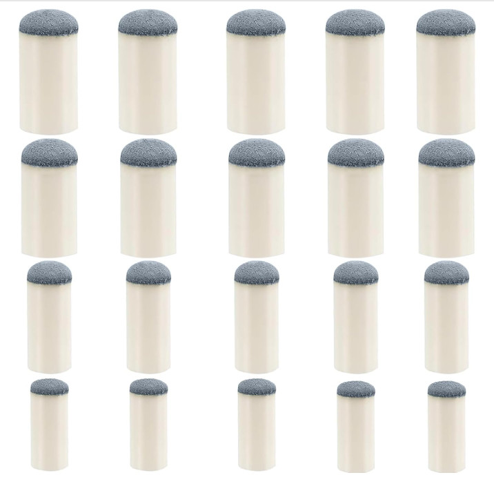 Pool Cue Tips Replacement Kit 20pcs, 9/10/12/13mm, 4 Sizes