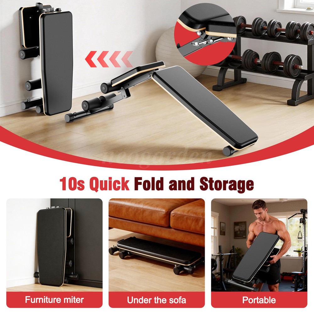 Adjustable Foldable Exercise Weight Bench Workout Bench Gym With Resistance Band