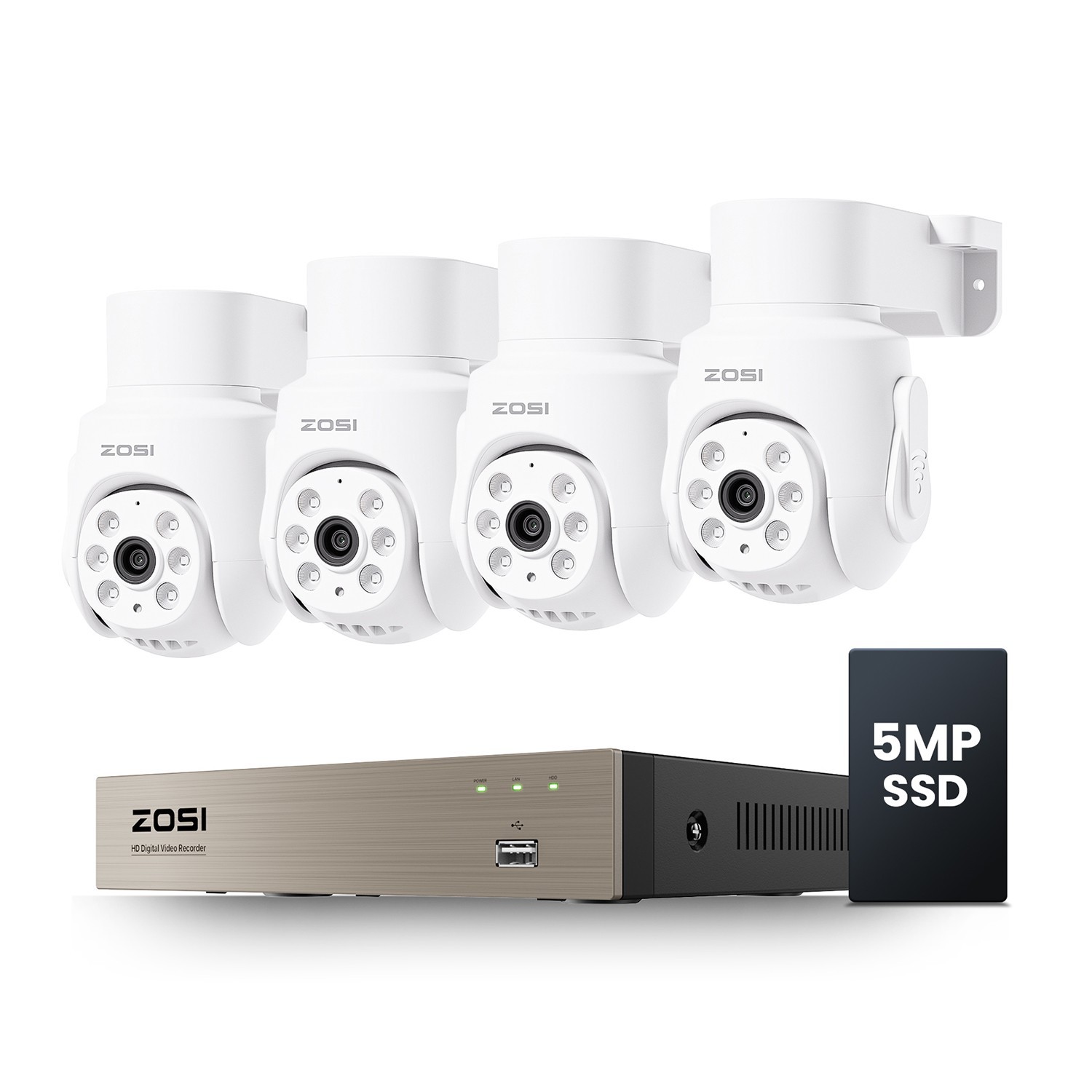 ZOSI 360° View  8CH DVR 2MP security Outdoor camera system 500 SSD Night Vision