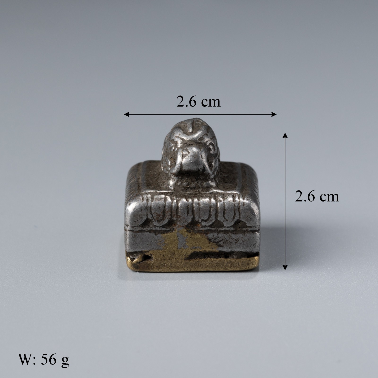 Tibetan Bronze and Iron Seal with Conch Motif