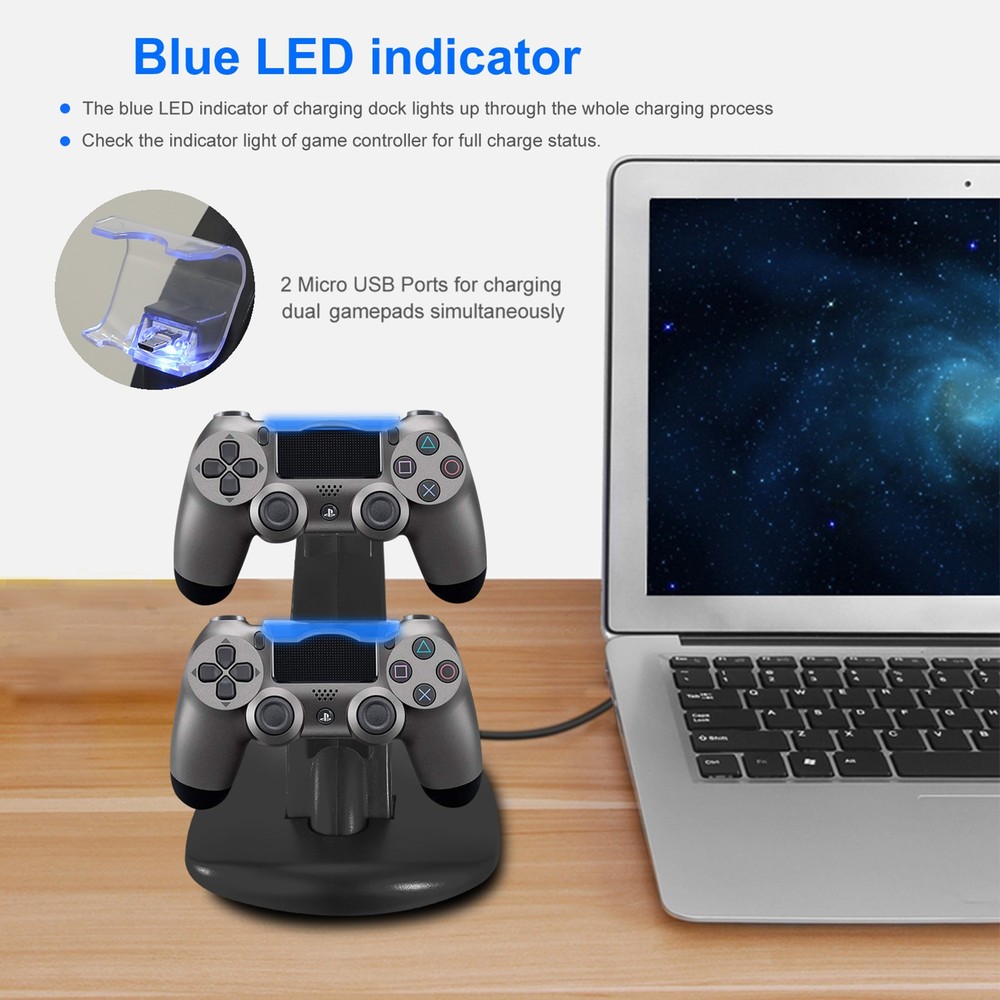 Dual Micro USB Charging Dock for PS4 Pro & Slim Controllers