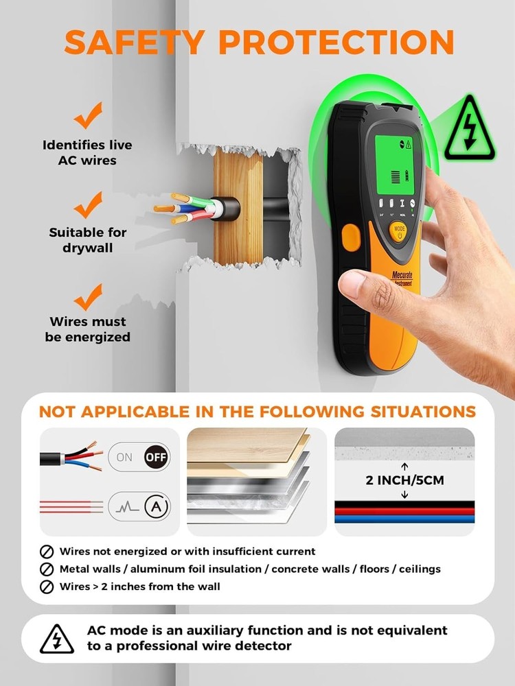 Portable Stud Finder with LCD Display & Intuitive Controls for Easy Scanning