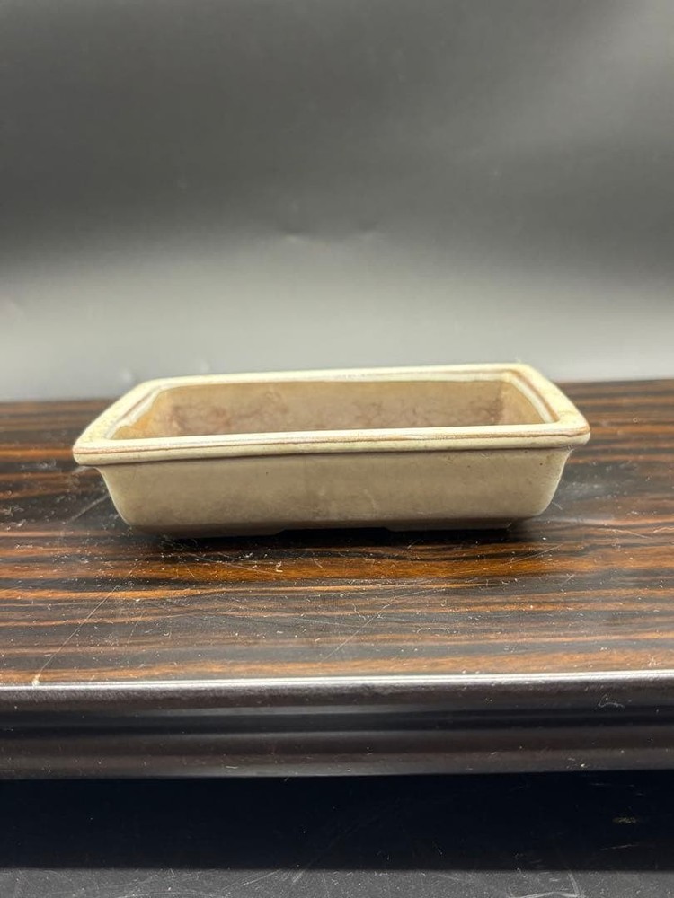 Pottery Rectangular Bonsai Pot White Japanese Art Shape Miniature Tree Container