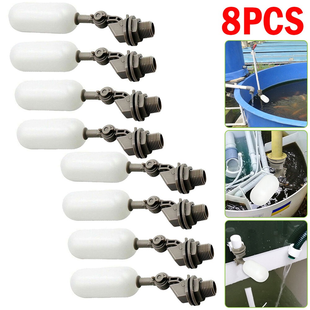 8PC Water Float Valve with Adjustable Arm Plastic Water Filter Float 1/2 Inch.