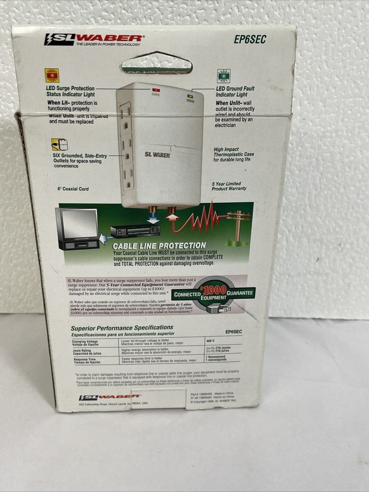 SL WABER POWER MASTER ELECTRONICS PROTECTOR SURGE PROTECTION