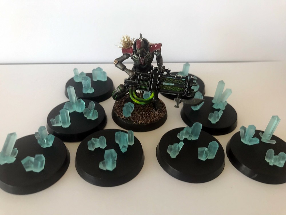 Base Crystals x60 - Transparent Blue Custom base bits for 28mm Scale Miniatures.