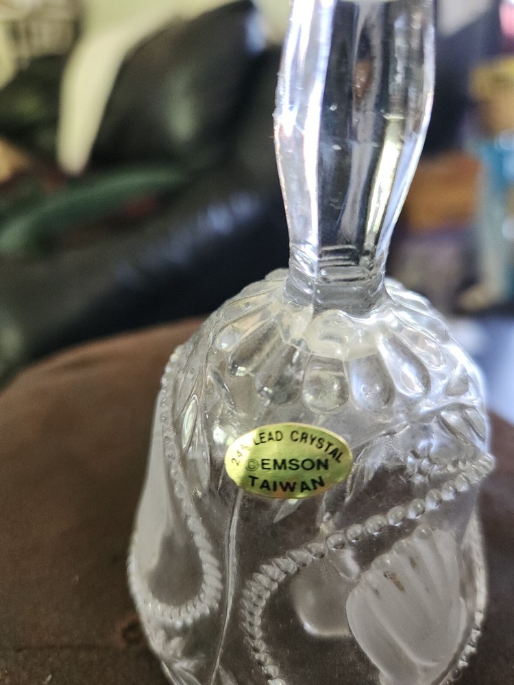 Vintage Lead Crystal Scripture Bell With Eagle And Praying Hands