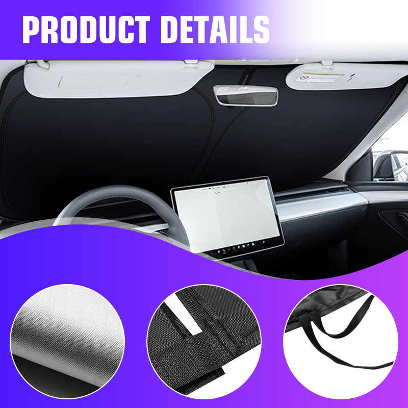 For Tesla Model Y/3 Windshield Sun Shade Front Cover UV Visor Sunshade Foldable