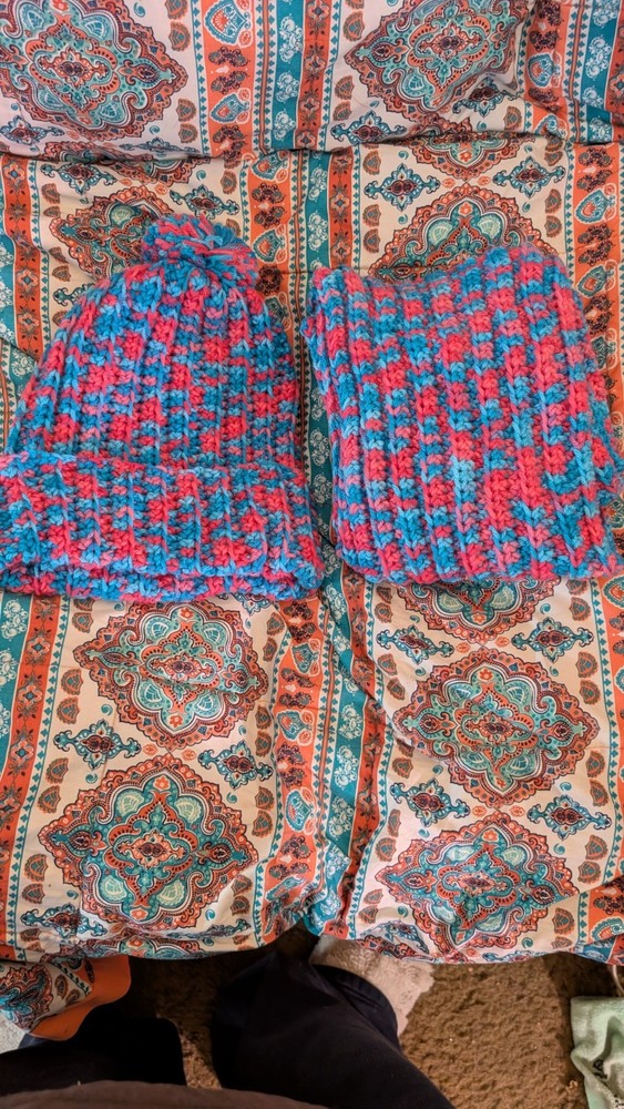 Handmade Crochet Hat and Scarf Sets Multicolor Pom-Pom Various Patterns