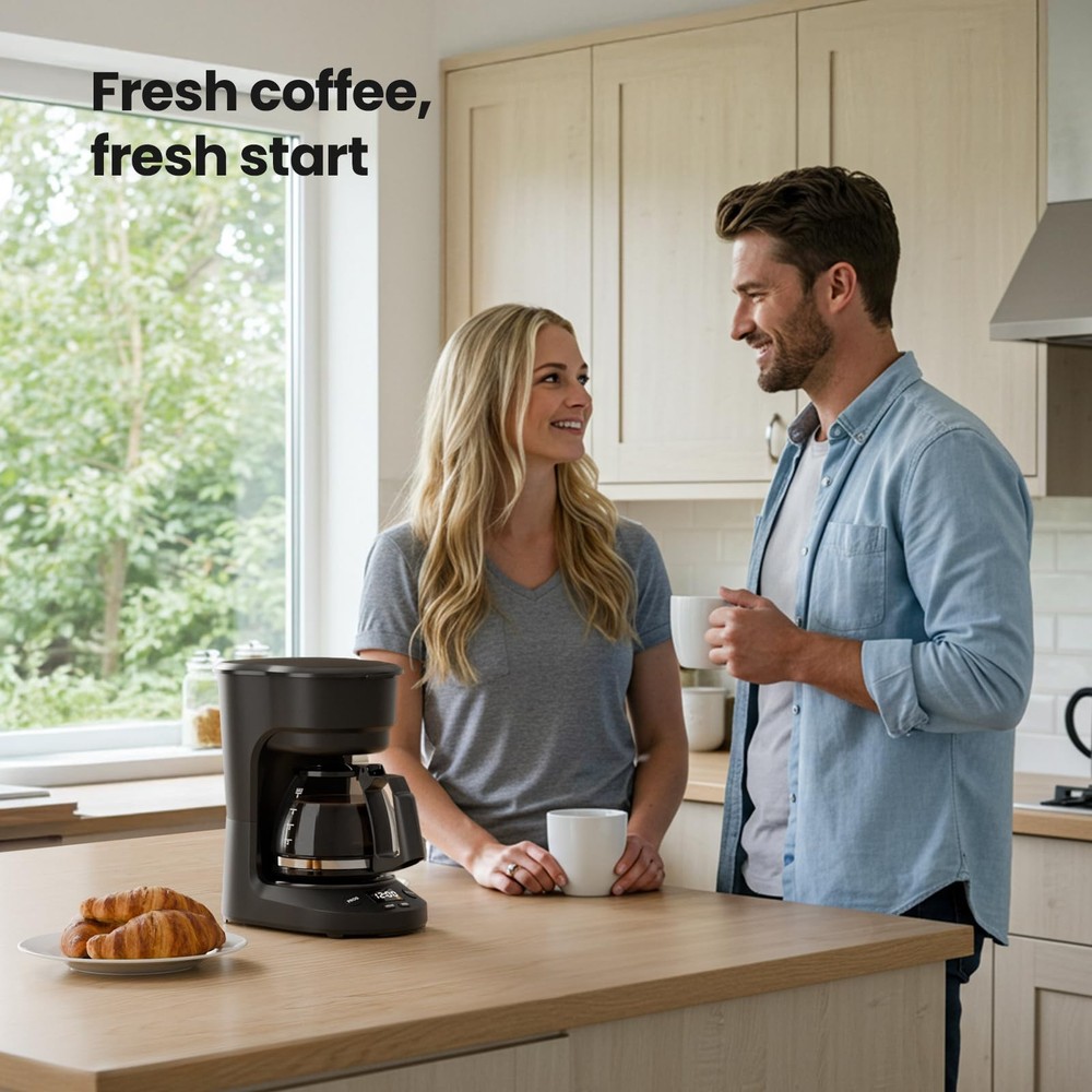 Kismile 5-Cup Drip Coffee Machine with LED Display, Small Coffee Maker with Anti