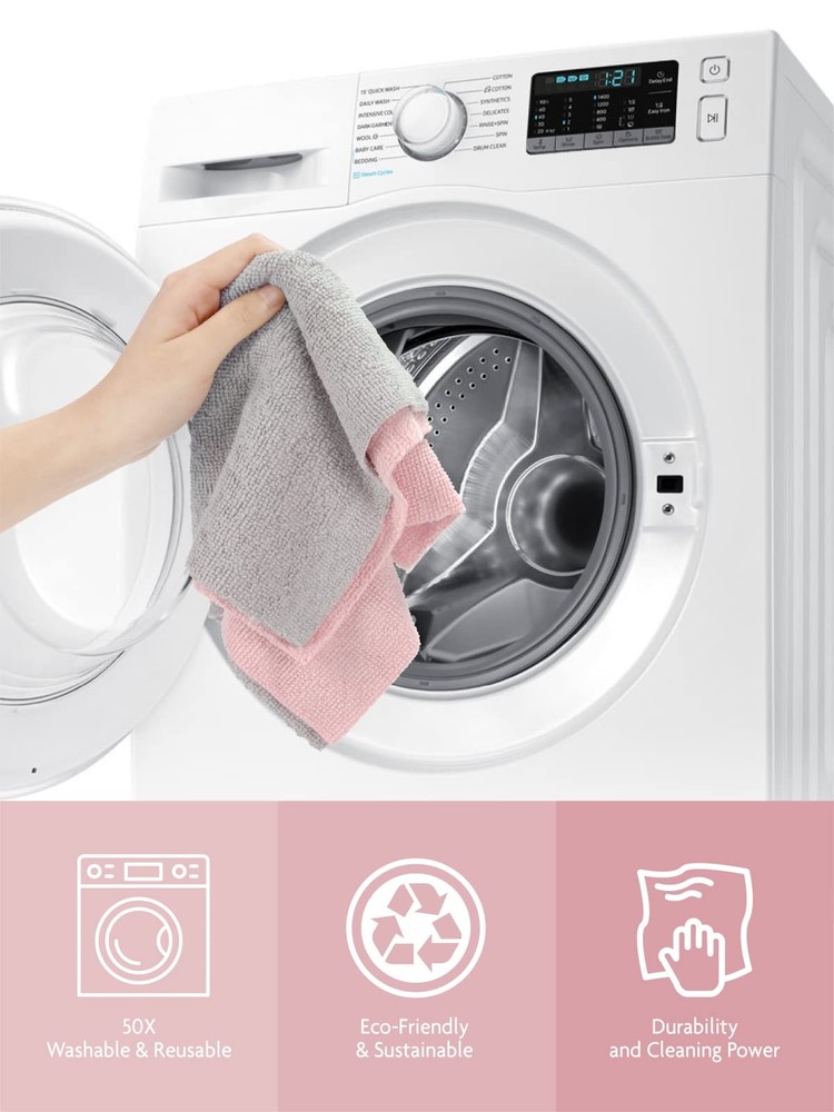 Fantasticlean Microfiber Cleaning Cloth Roll -75 Pack, Tear 75 pack, Pink