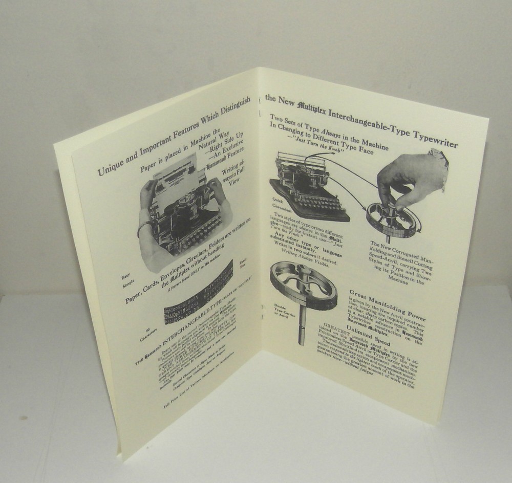 Multiplex Hammond Typewriter Brochure Manual Reproduction