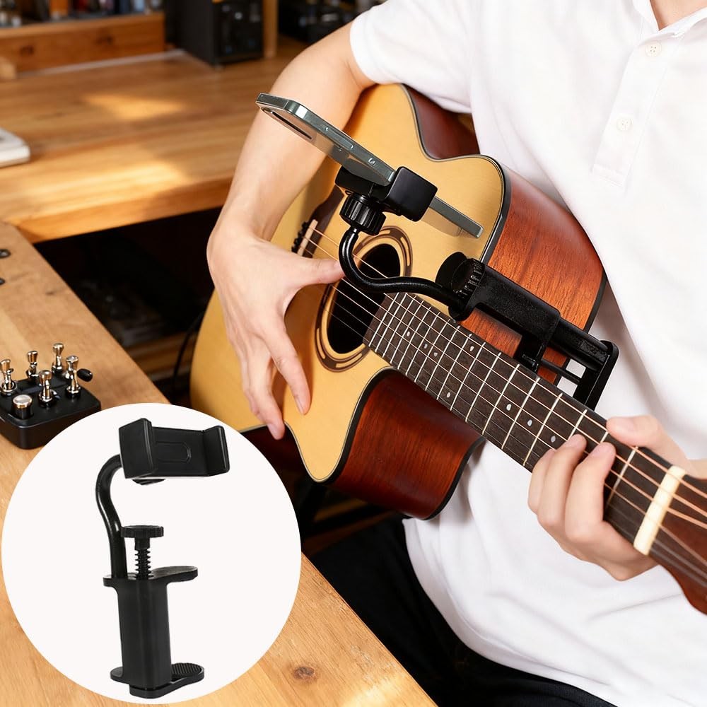 Adjustable Guitar Phone Holder for Live Streaming & Recording Sessions