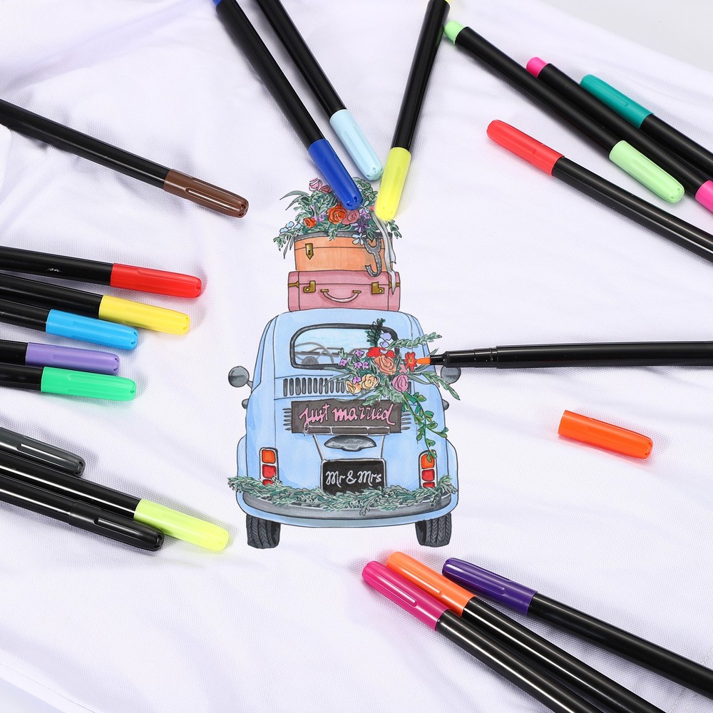 Brown Permanent Fabric Markers for Cloths Coloring Drawing, 6Pack