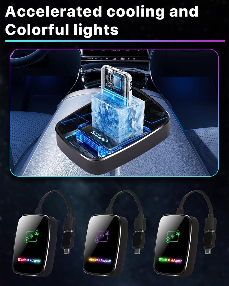 Wireless CarPlay & Android Auto Adapter 2-in-1, Plug & Play Wireless Upgrade