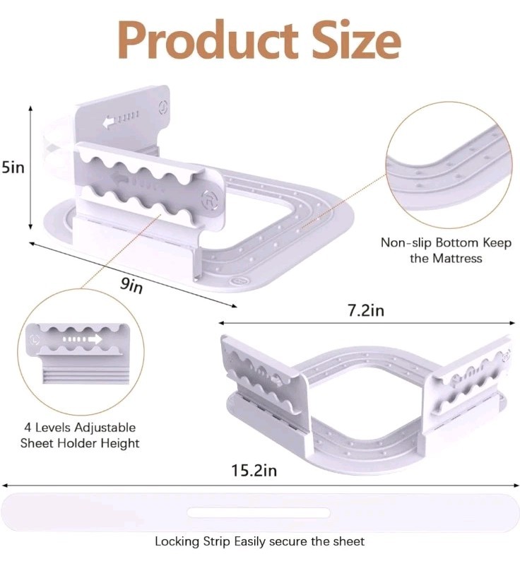 Bed Sheet Holders for Corners, Adjustable Lock Sheet Holders, Fitted Sheet...