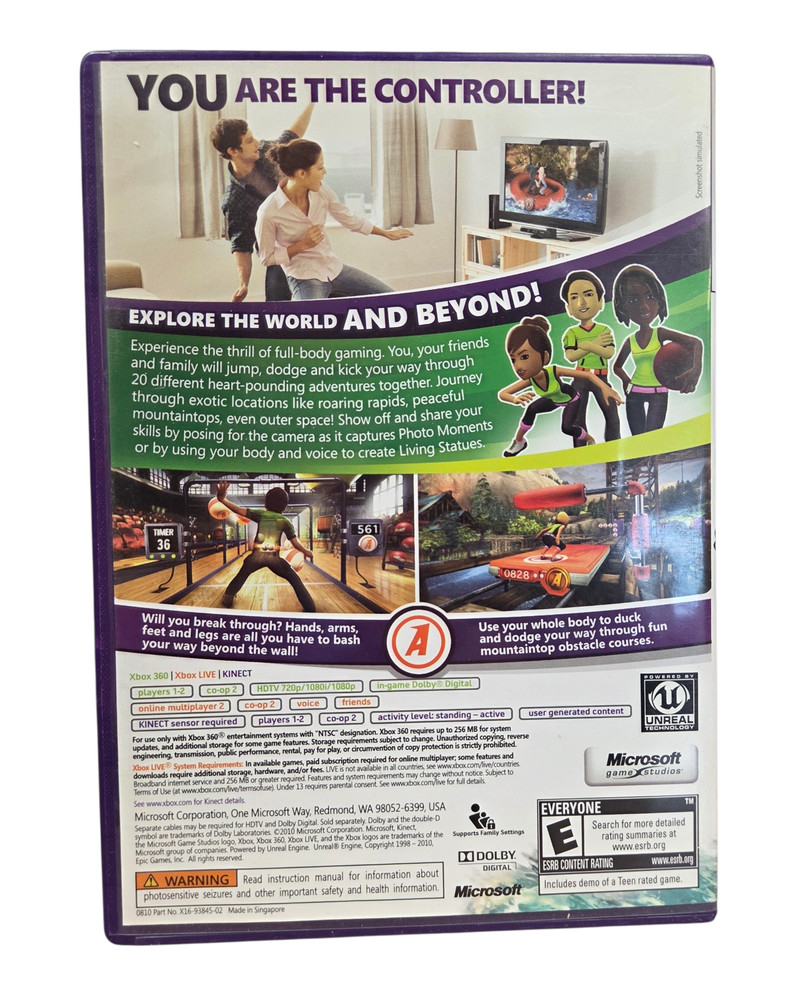 2010 Microsoft Kinect Adventures Xbox 360 w/ Sensor Calibration Card