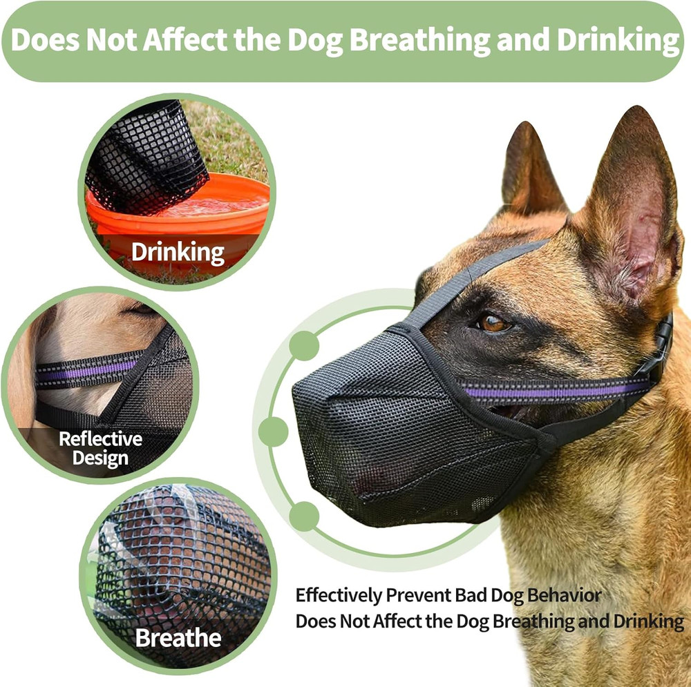 Dog Muzzle - Soft Mesh Muzzle for Small Medium Large Dogs Labrador German Shephe