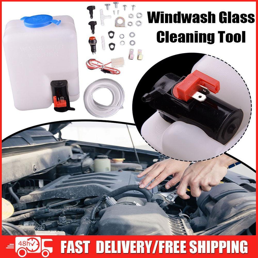 Universal Windshield Washer Pump Reservoir Kit Fluid Reservoir Tank Bottle C0D5