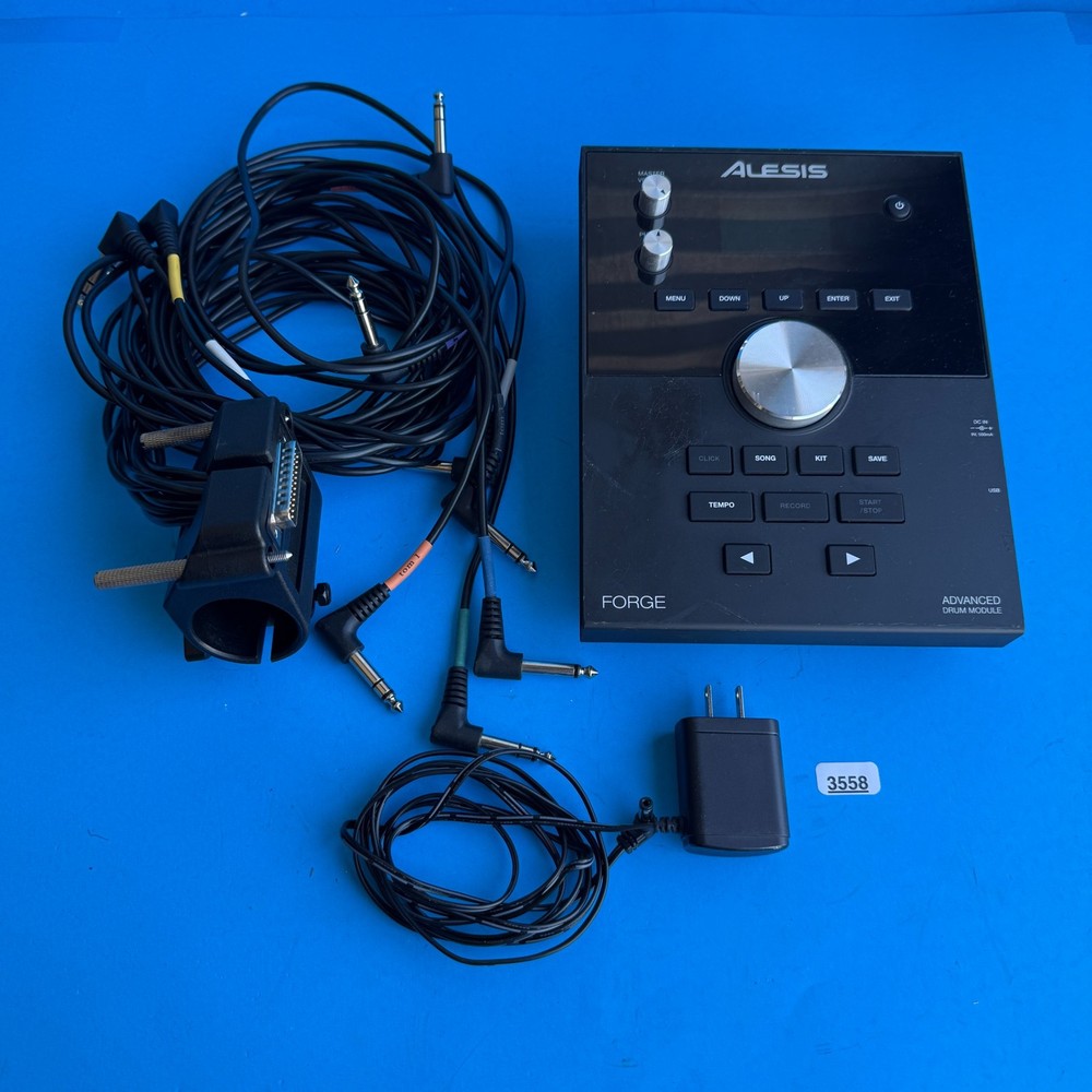 ALESIS FORGE Electronic Drum Sound Module w/Cables Clamp AC Adapter [Tested]