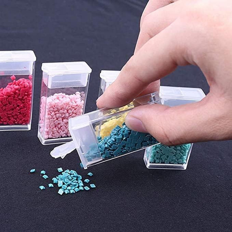 100Pcs Plastic Flip Top Seed Bead Small Storage Containers 2X1 Rectangle Transpa