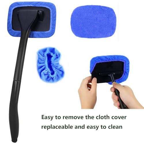 Car Windshield Cleaner Tool with Extendable Handle, Inside Auto Window Blue
