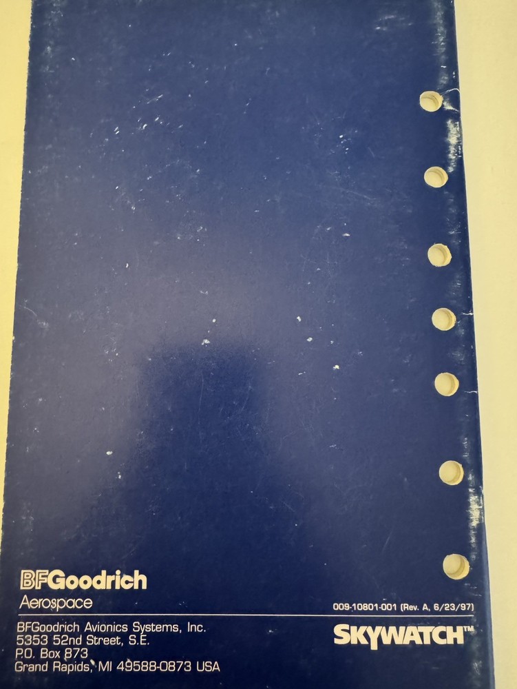 BF Goodrich Pilot's Guide for SkyWatch Traffic Advisory System Model SKY497
