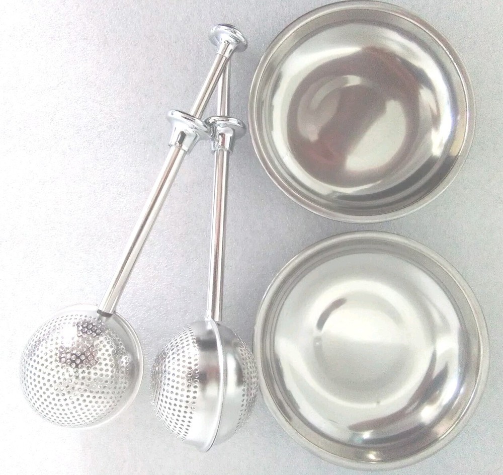 2 Sets Ball-Shape Push Style Tea Infuser Strainer With Plates