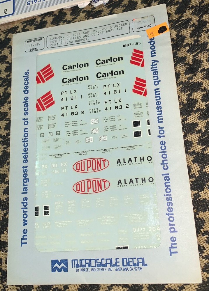 CARLON DU PONT PULLMAN STD & SOFT ACF HOPPERS Microscale HO 87-355