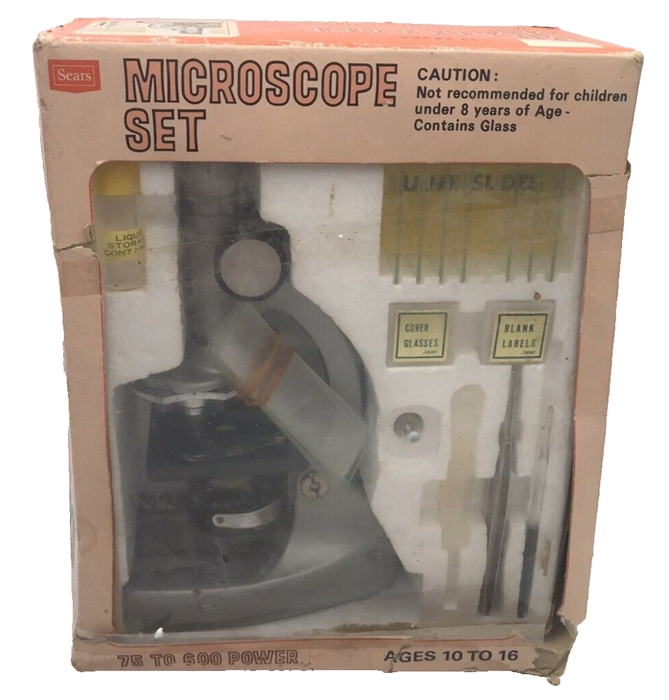 Vintage SEARS ROEBUCK Microscope Set 75 to 600 Power Microscope Set