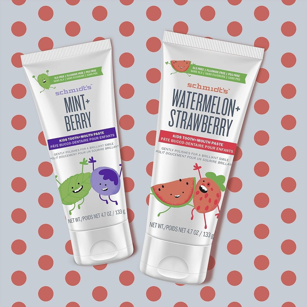 Schmidt's Children's Toothpaste For Clean Teeth, Watermelon + Strawberry,...