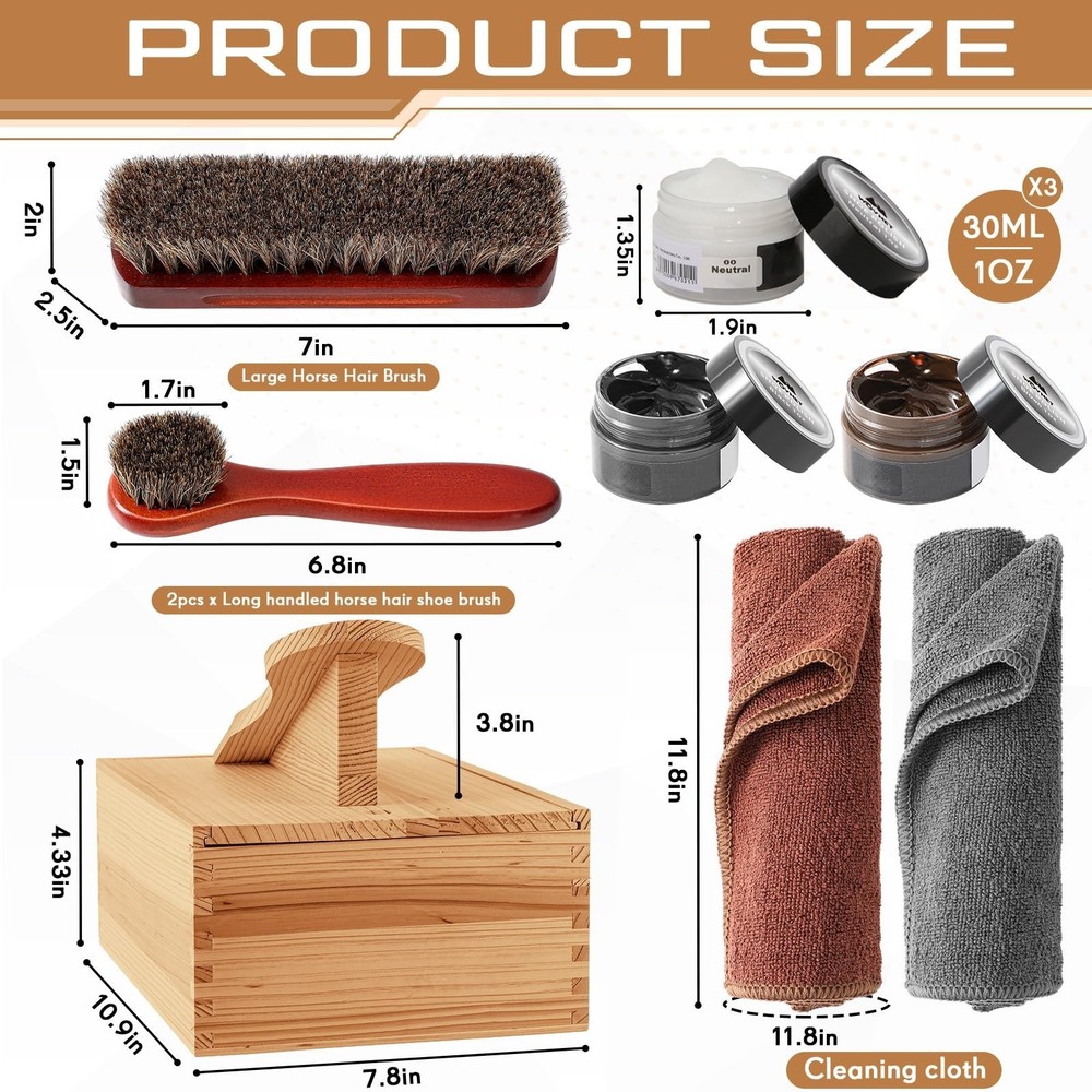 9 Pcs Shoe Shine Valet Box Light