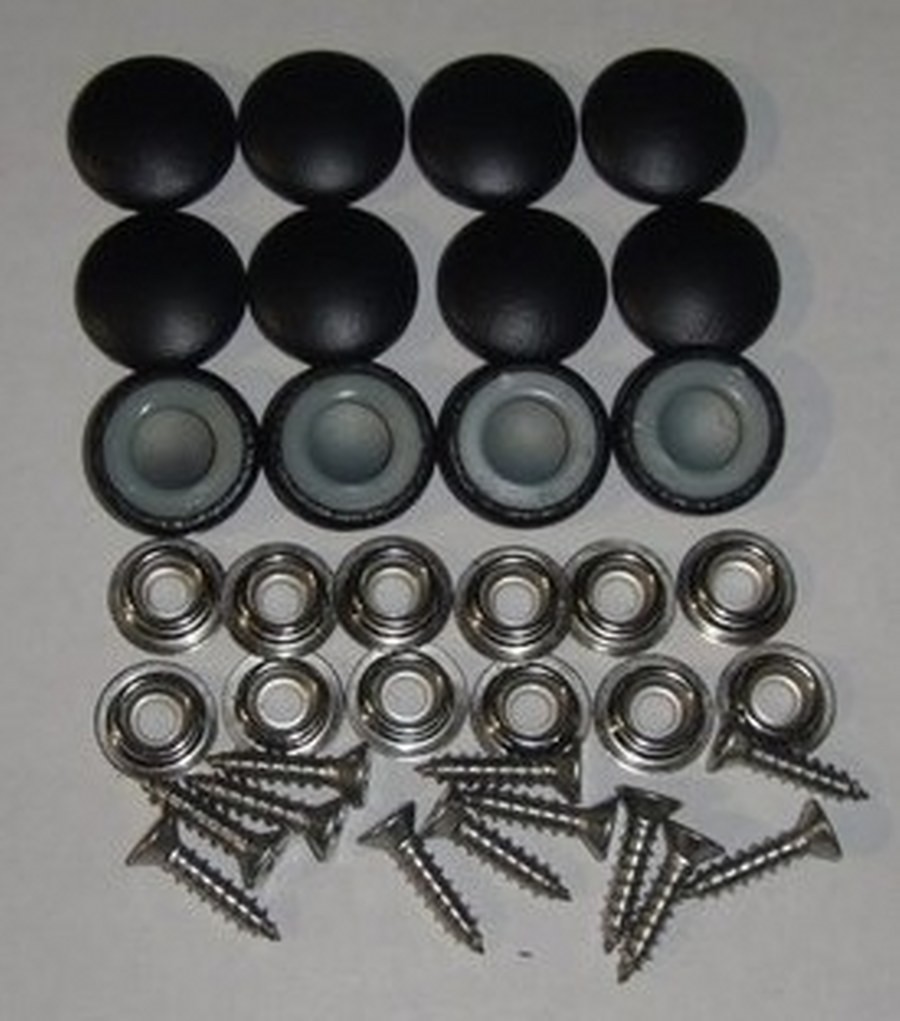 12 Dura Snap Upholstery Buttons Black Vinyl Choice Of Size And Screws