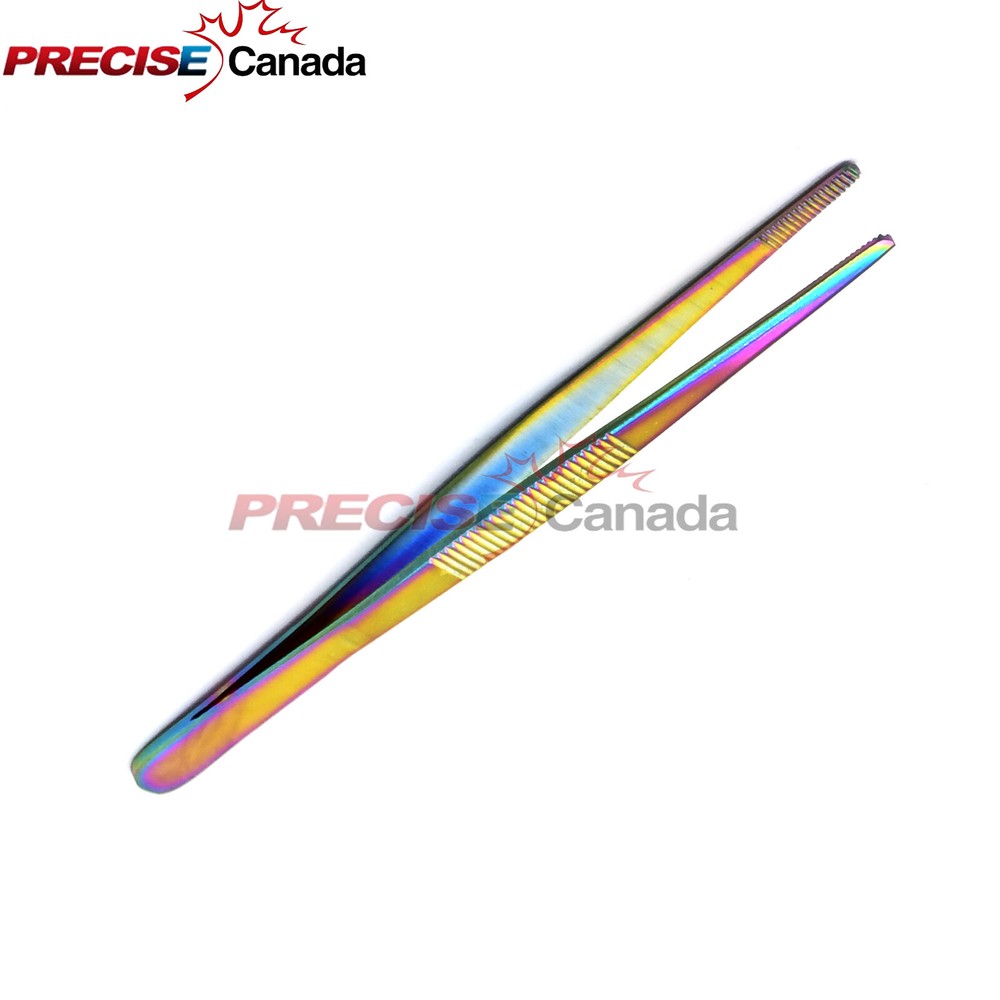 Thumb Dressing Forceps 5" Tweezers Serrated Multi Rainbow Color