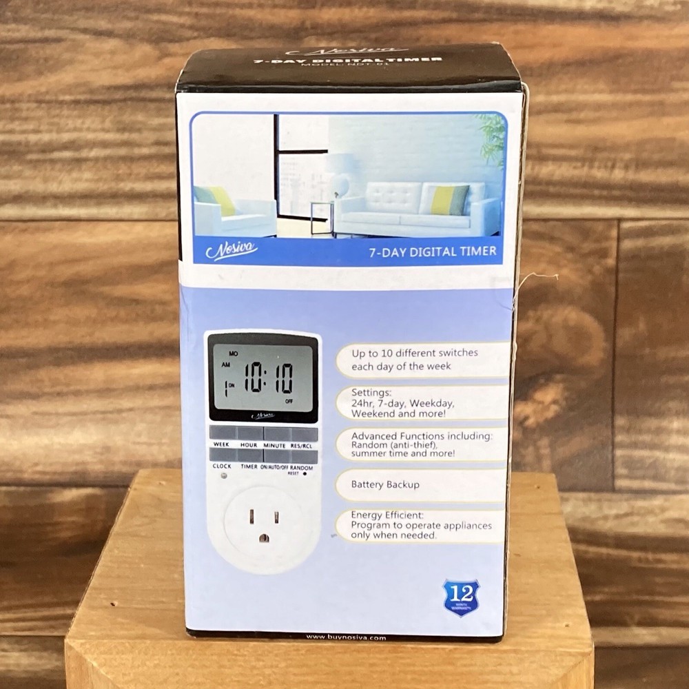 Nosiva 7-Day Digital Programmable Timer Model NDT-01 Energy Efficient New