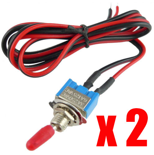 (2) SECURITY ALARM PRE-WIRED ON/OFF MINI TOGGLE SWITCH - SHIPS SAME DAY!