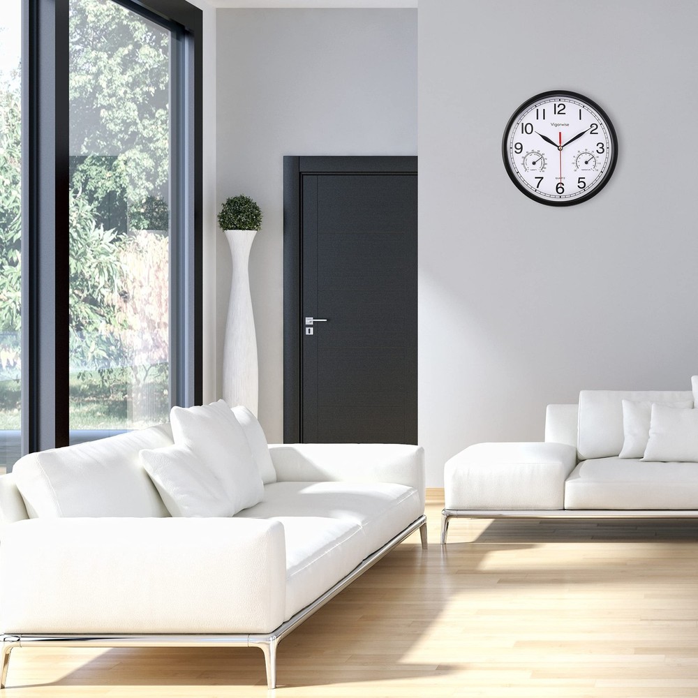 Wall Clock, Sweep Silent Movement Accurate Clocks with Temperature & Humidity...