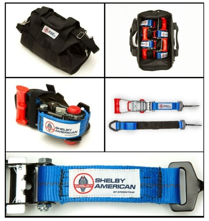 Shelby Logo Ratchet Strap Car Trailer Tie Down Kit with Carry Bag