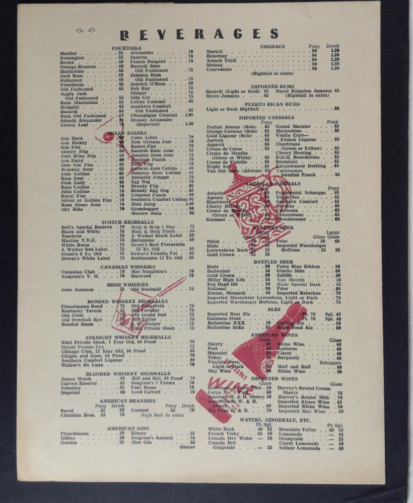Eitel Old Heidelberg Restaurant Menu Chicago Illinois