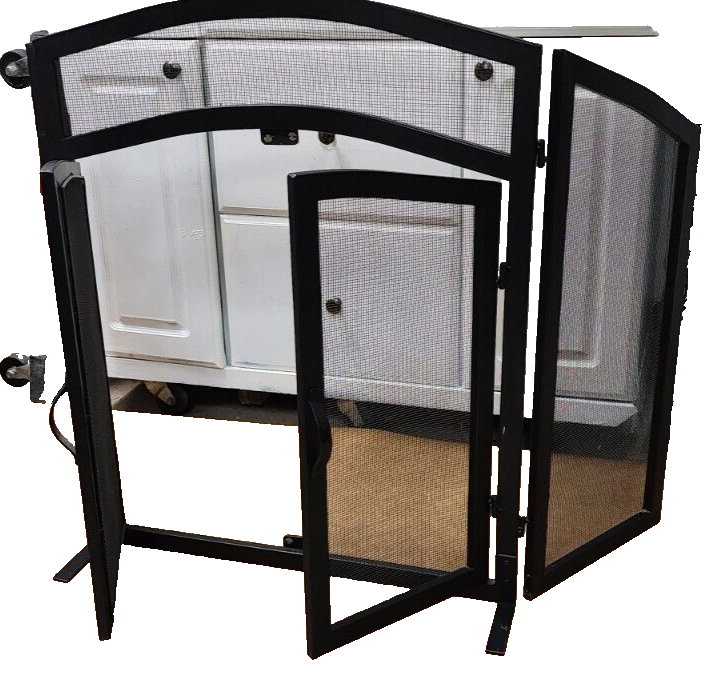 Freestanding Arched Fireplace Screen With Double Latching Doors