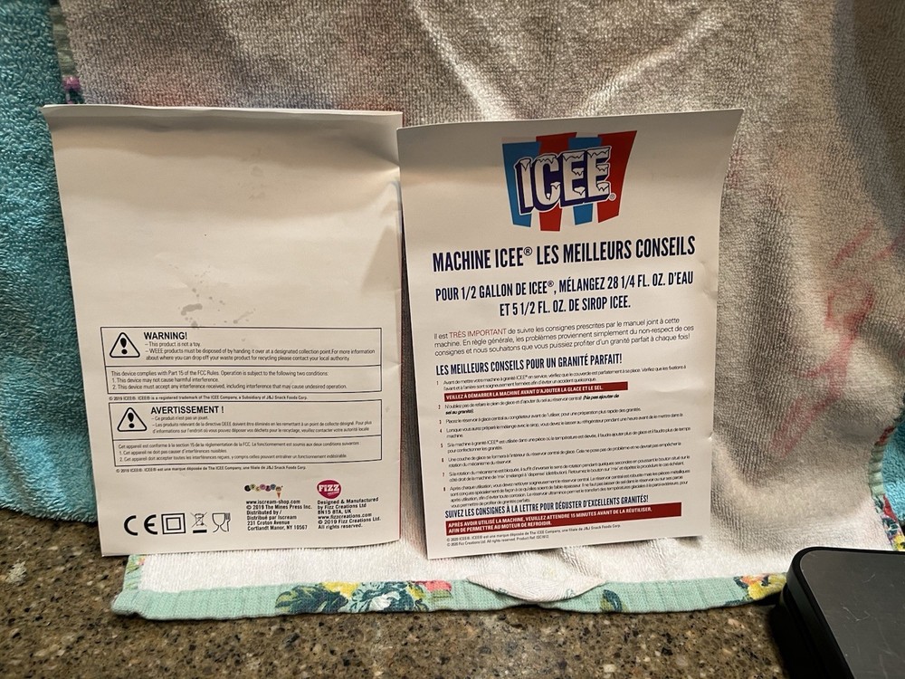 Fizz Icee Slushie Making Machine Parts Replacement Instruction Manual Only
