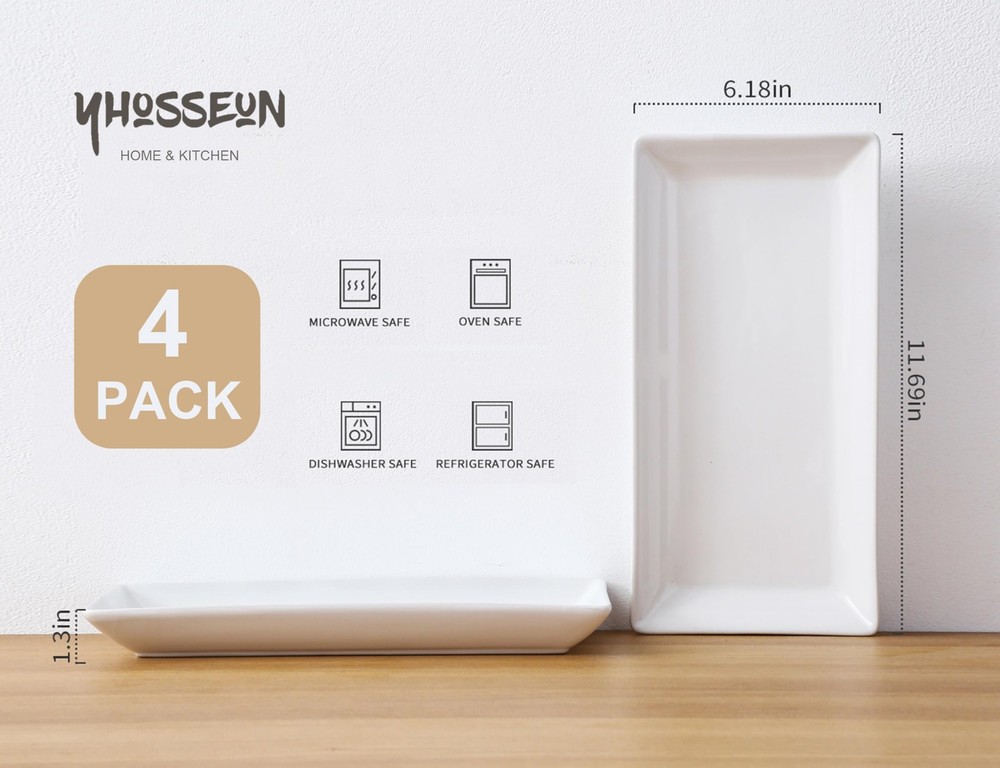 Porcelain Serving Platters Rectangular Trays White Serving Platters for Party...