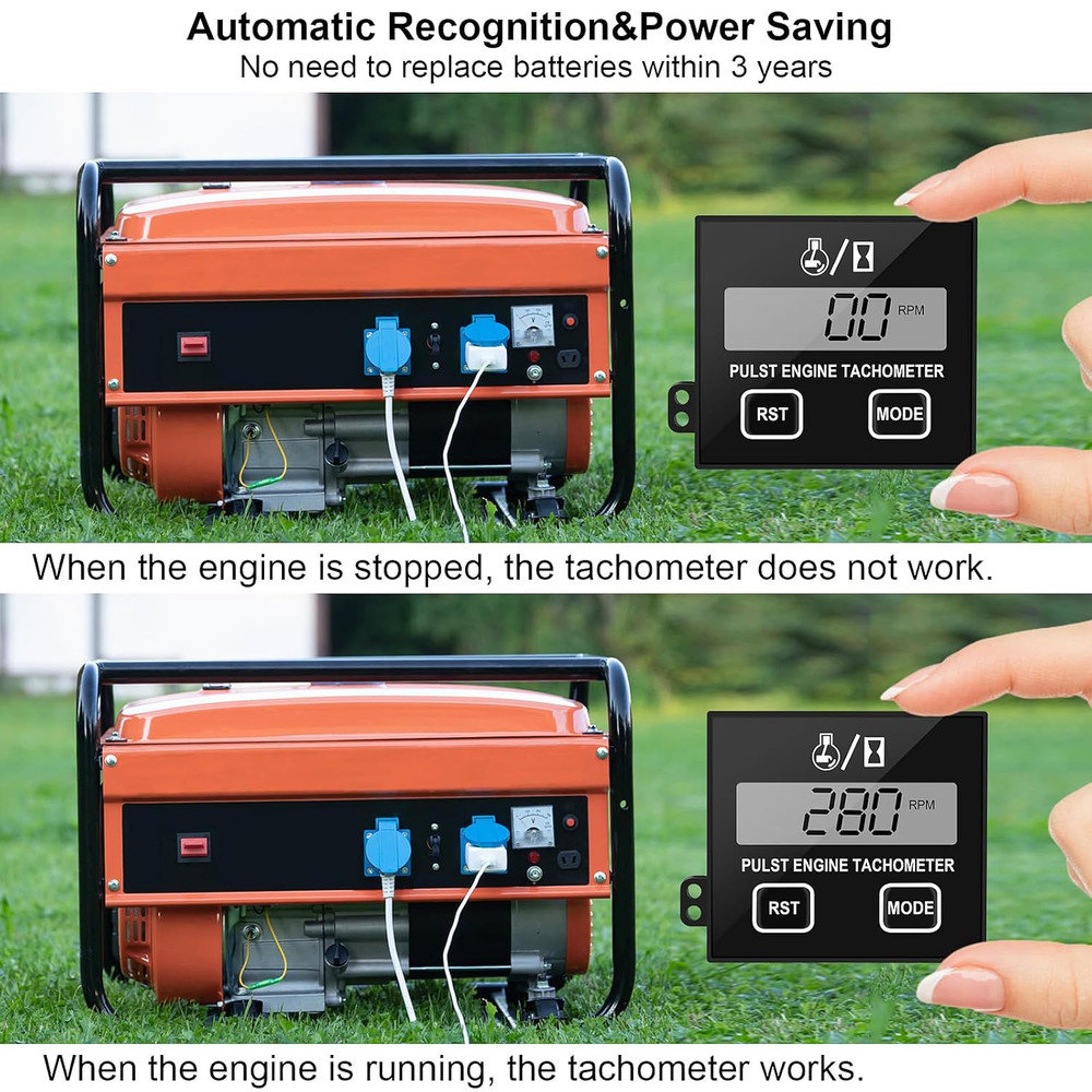 Digital Tachometer Small Engine Chainsaw Tacho Meter Tach Gauge 2 Stroke 4 Strok
