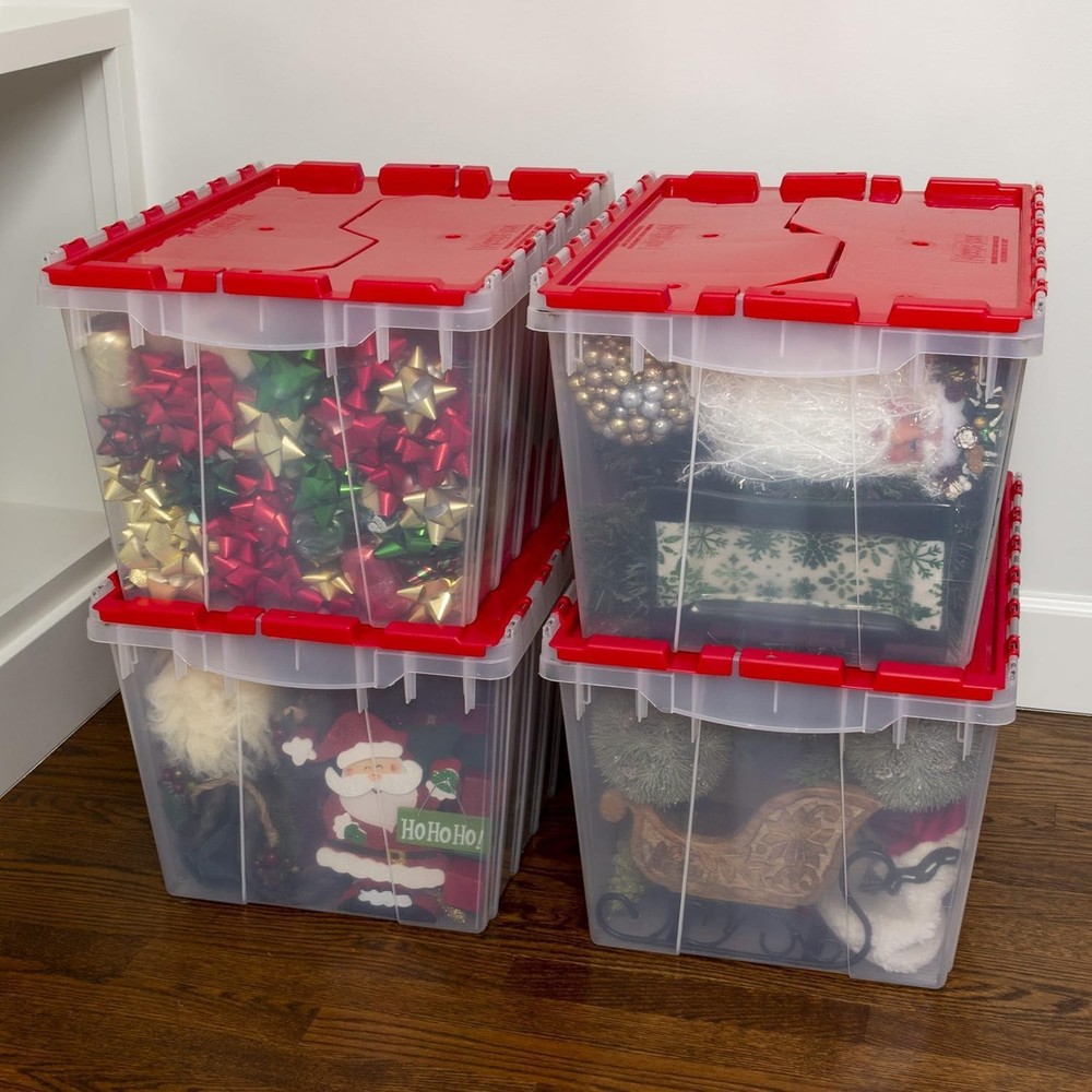 KeepBox 12 Gallon Storage Container Nesting & Stackable Plastic Storage Box W/