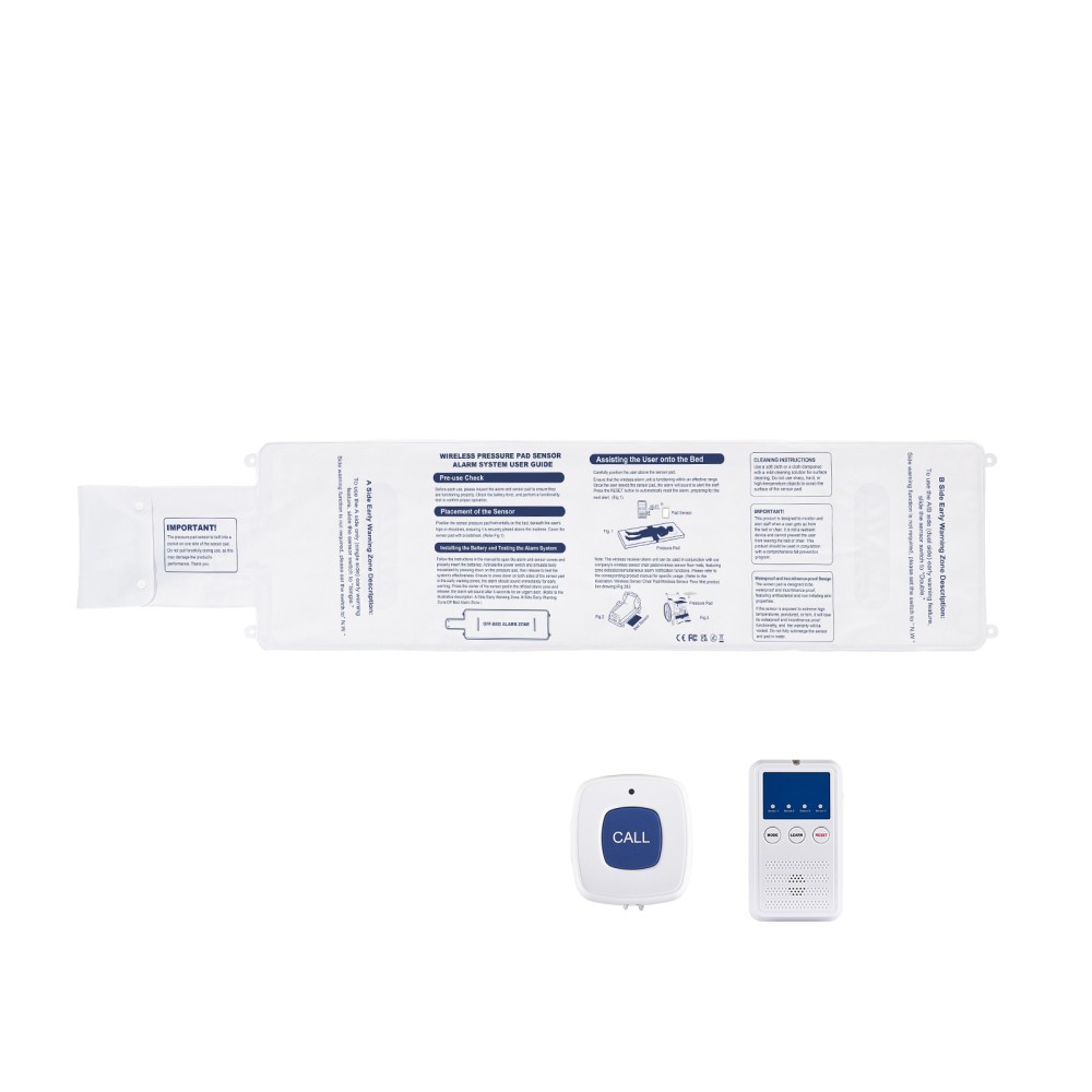 Wireless Bed Alarm System w/ Sensor Pad & Pager for Elderly Fall Prevention