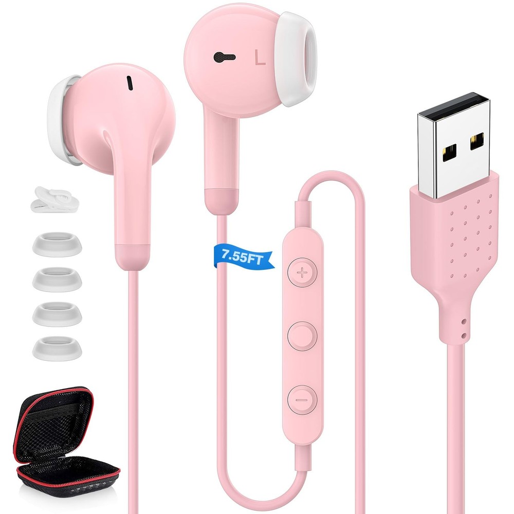 USB Headphones with Microphone for PC 7.5Ft Cable, USB A Headset for Computer...