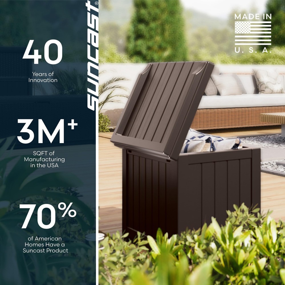 Outdoor Deck Box - 22 Gallon Java Resin Storage Weatherproof Patio Bin Container