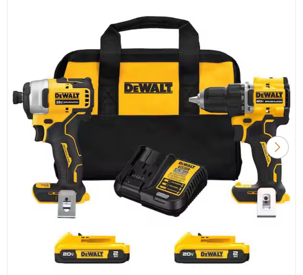 DEWALT ATOMIC 20-Volt MAX Cordless Brushless Compact Drill/Impact Combo Kit -...