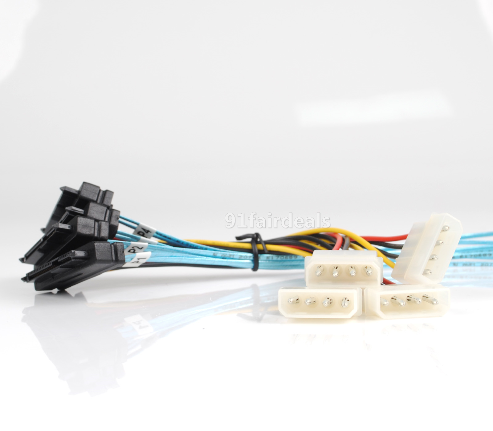 Mini SAS 36 Pin SFF-8087 to 4x SAS/SFF-8482 MINI 4 pin 1 Power HDD Cable 3FT 1M